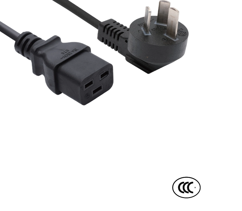 C3-16+ST6 16A 250V Spina a gomito a 90 gradi standard cinese ad alta corrente con connettore IEC C19