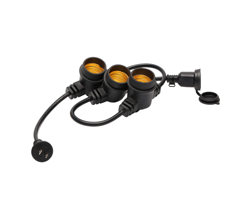 Stringa luminosa impermeabile da esterno JD-PA con prese E27/E26 e lampadine S14 con spina e presa impermeabili a 2 pin stile americano