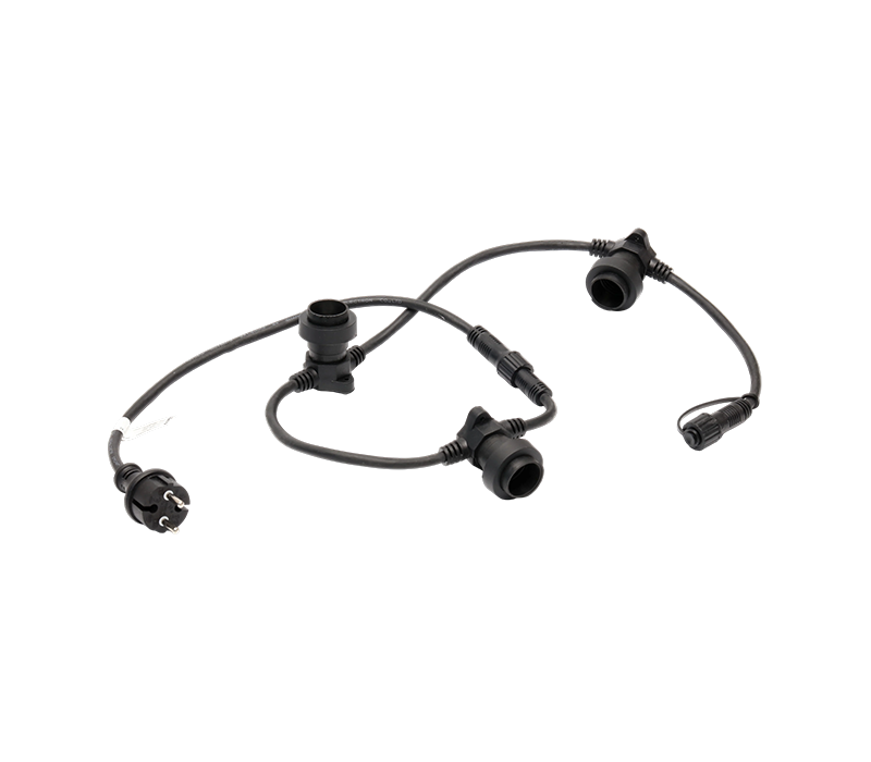 Striscia LED nera JD-PB con spina impermeabile stile europeo a 2 pin (16 A) e connettore impermeabile