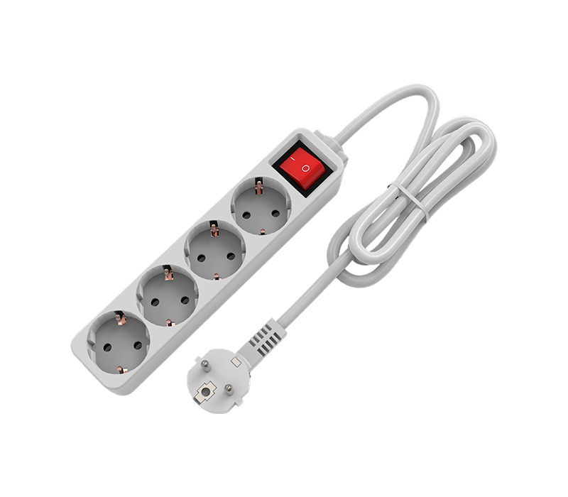 Multipresa E10-4 in stile europeo con quattro prese, con interruttore