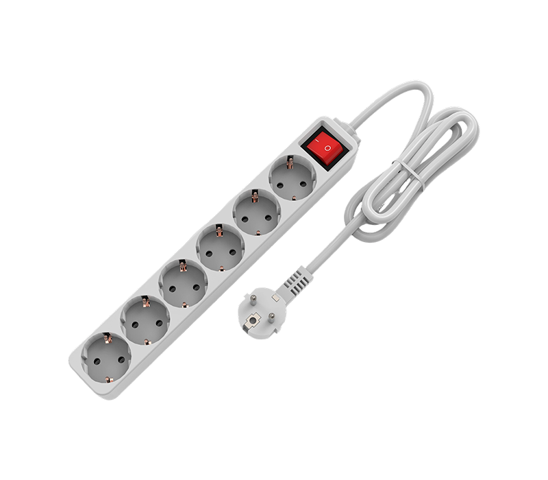 Multipresa E10-6 in stile europeo con sei prese, con interruttore